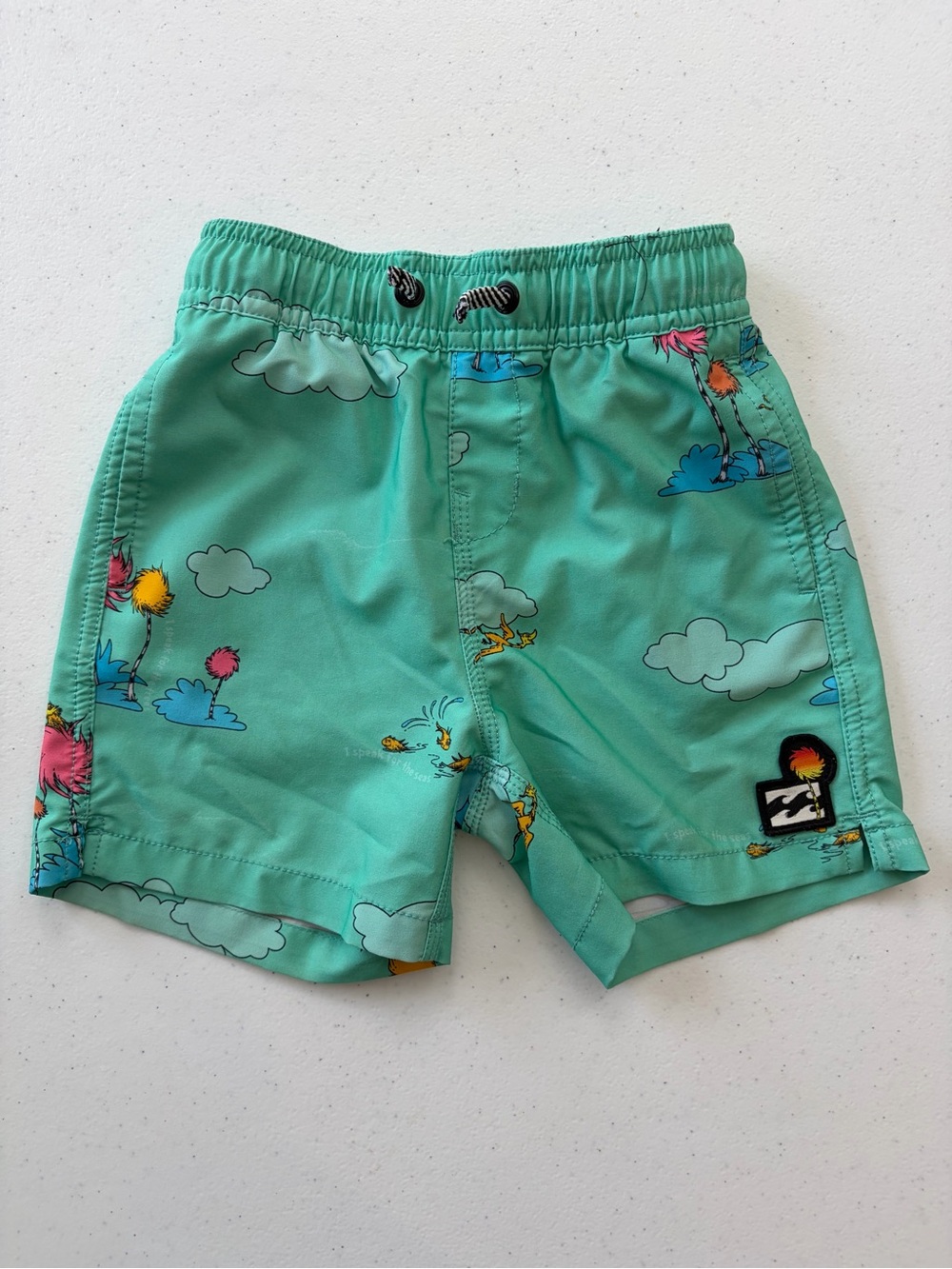 Billabong Kids Turquoise Swim Shorts with Cloud & Creature Print